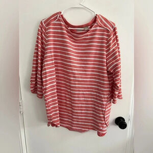 Red and White Striped 3/4 Long Sleeve Top - Chicos Zenergy - Size XL Petites